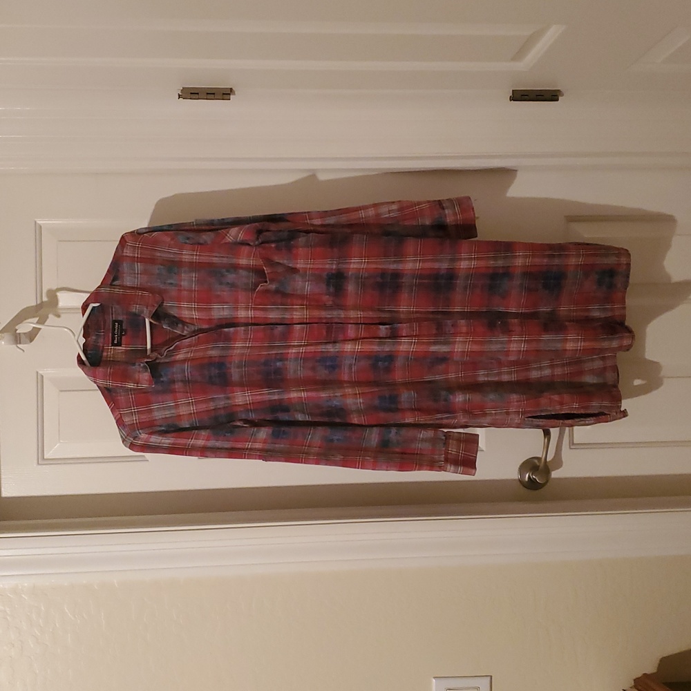 Plaid Button Down Shirtdress Retro